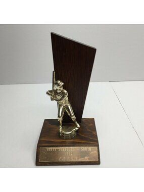 Vintage Youth Services South 1974 2nd Place Trophy Wood Gold Baseball Softball